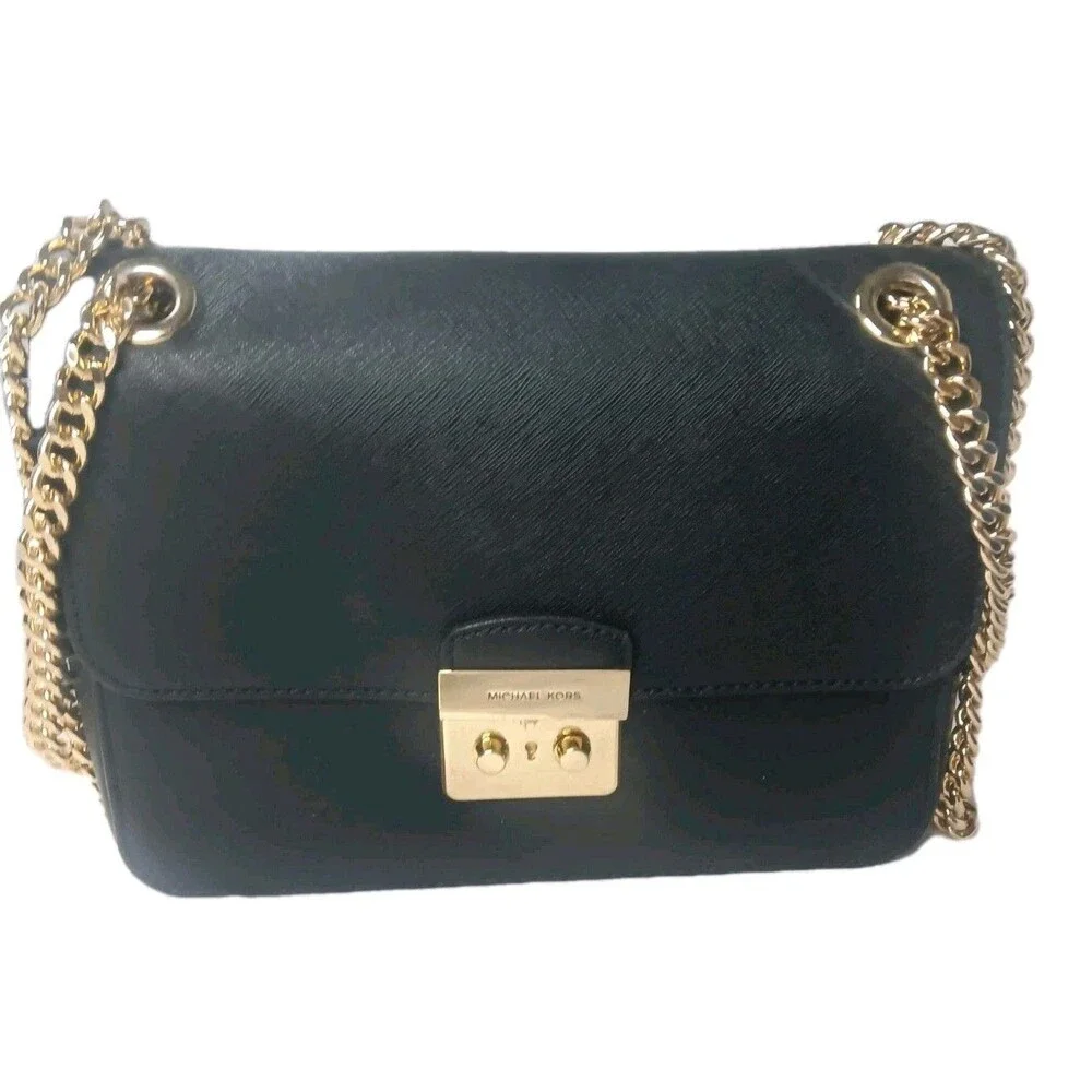 Michael Kors Brandi Medium Saffiano Leather Shoulder Bag Black